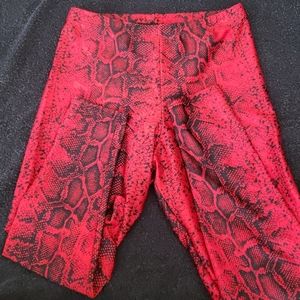 Red snake print leggings